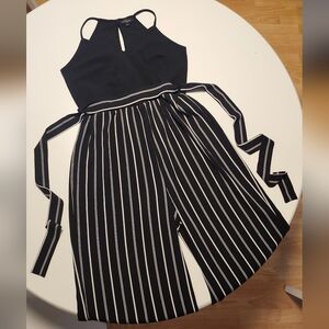 Black and White Striped Jumpsuit